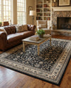 Isfahan Elegance Collection Area Rug - Naghsh-e Jahan (Black) Rectangle Black  lifestyle 49