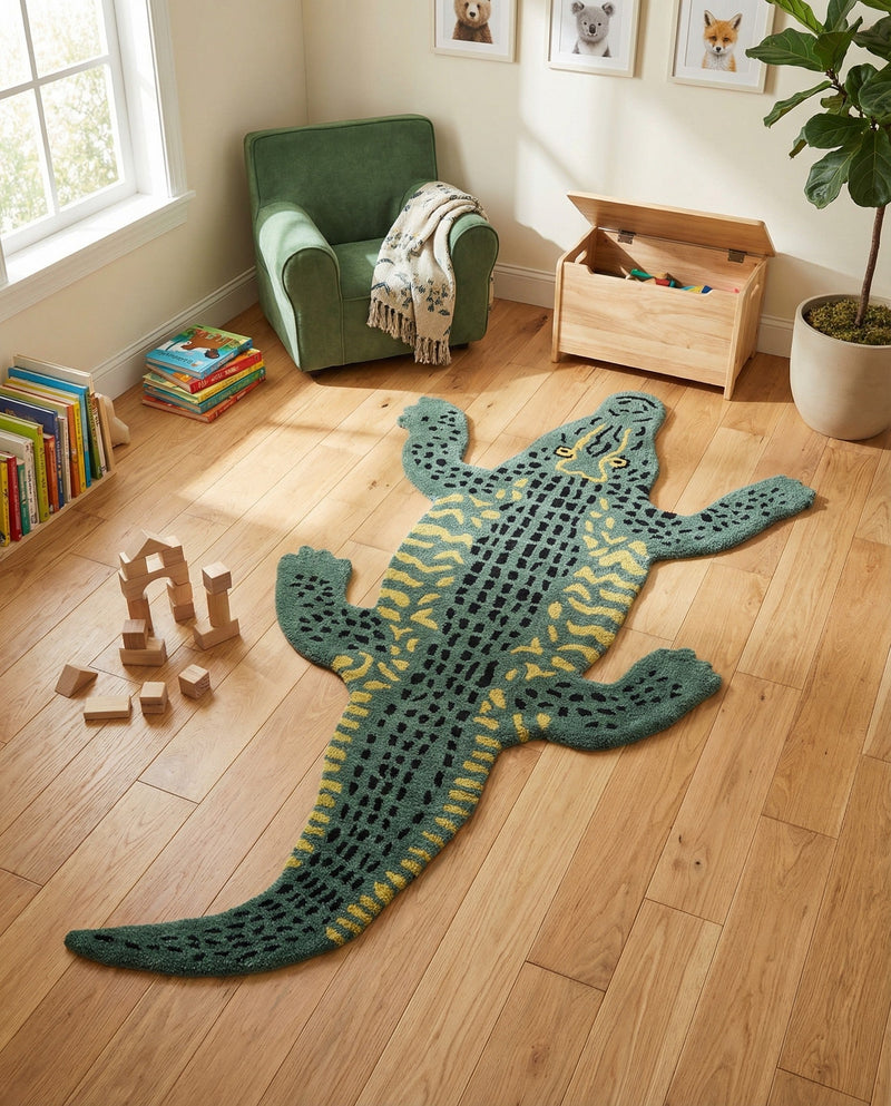 Whimsy Wonders Wool Collection Area Rug -  Bayou Rectangle Green  lifestyle 4