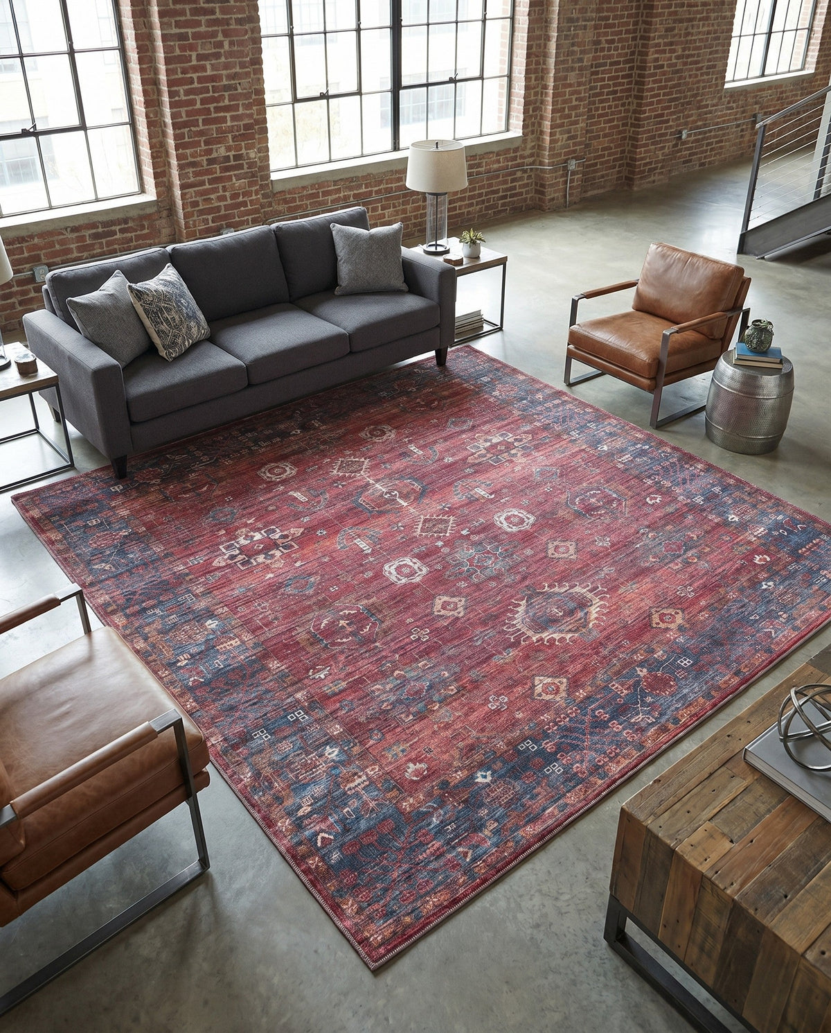 Zahara Oasis Collection Area Rug -  Ouarzazate Square Antique Red  lifestyle 85