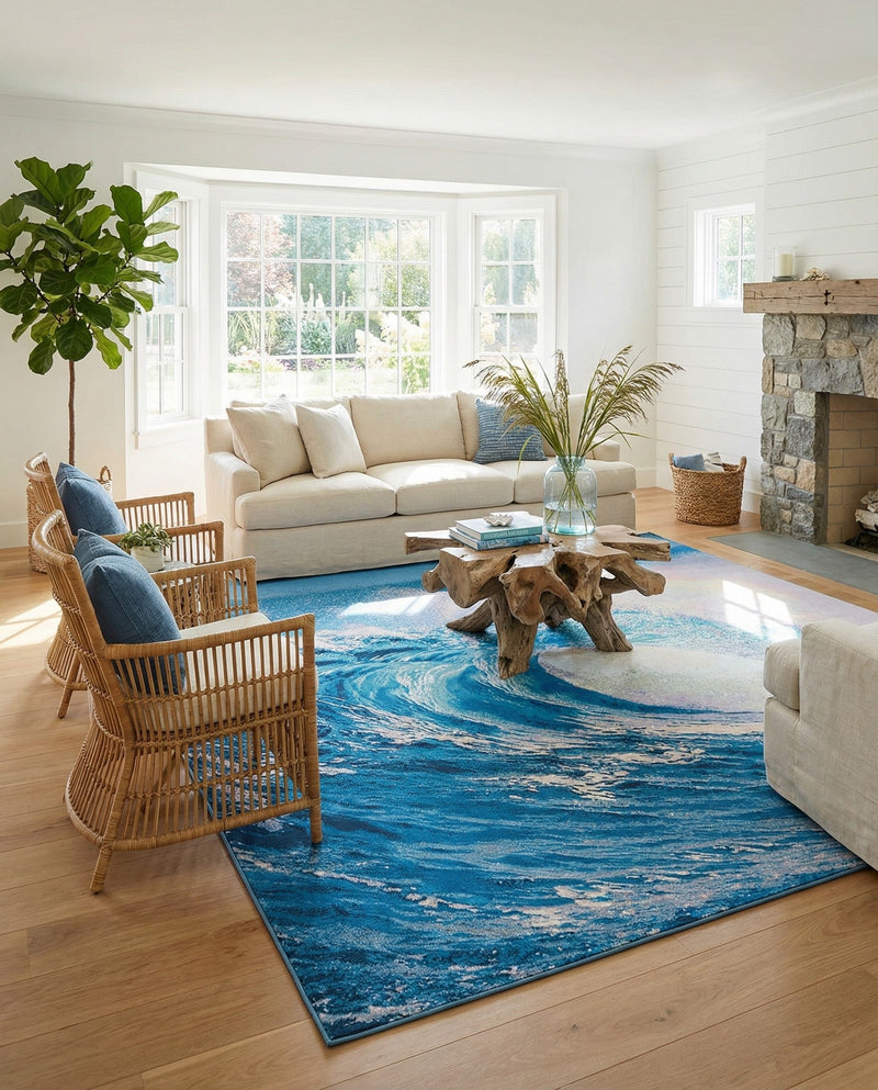 Urban Terrace Collection Area Rug - Veranda Square Blue  lifestyle 37
