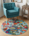 Colorburst Oasis Collection Area Rug -  Fresco Round Aqua  lifestyle 79