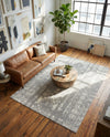 Brighton Stripes Collection Area Rug - Sussex (Ivory and Gray) Rectangle Ivory and Gray  lifestyle 30