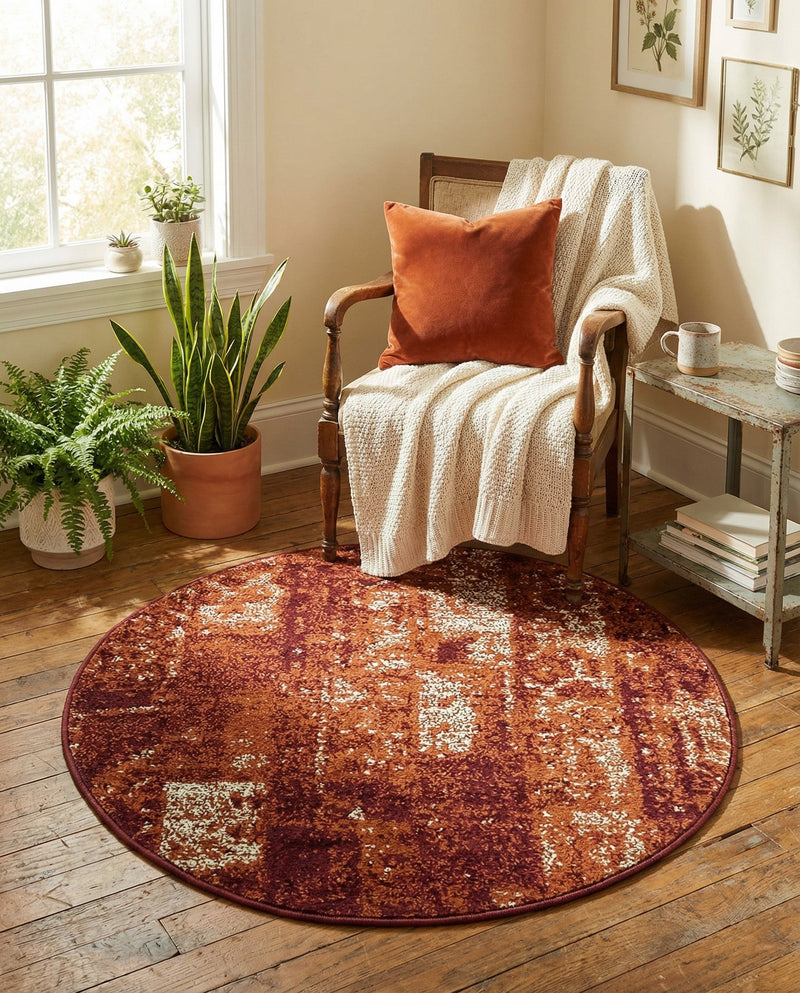 Autumn Meadow Collection Area Rug -  Harvesthill Round Terracotta  lifestyle 66