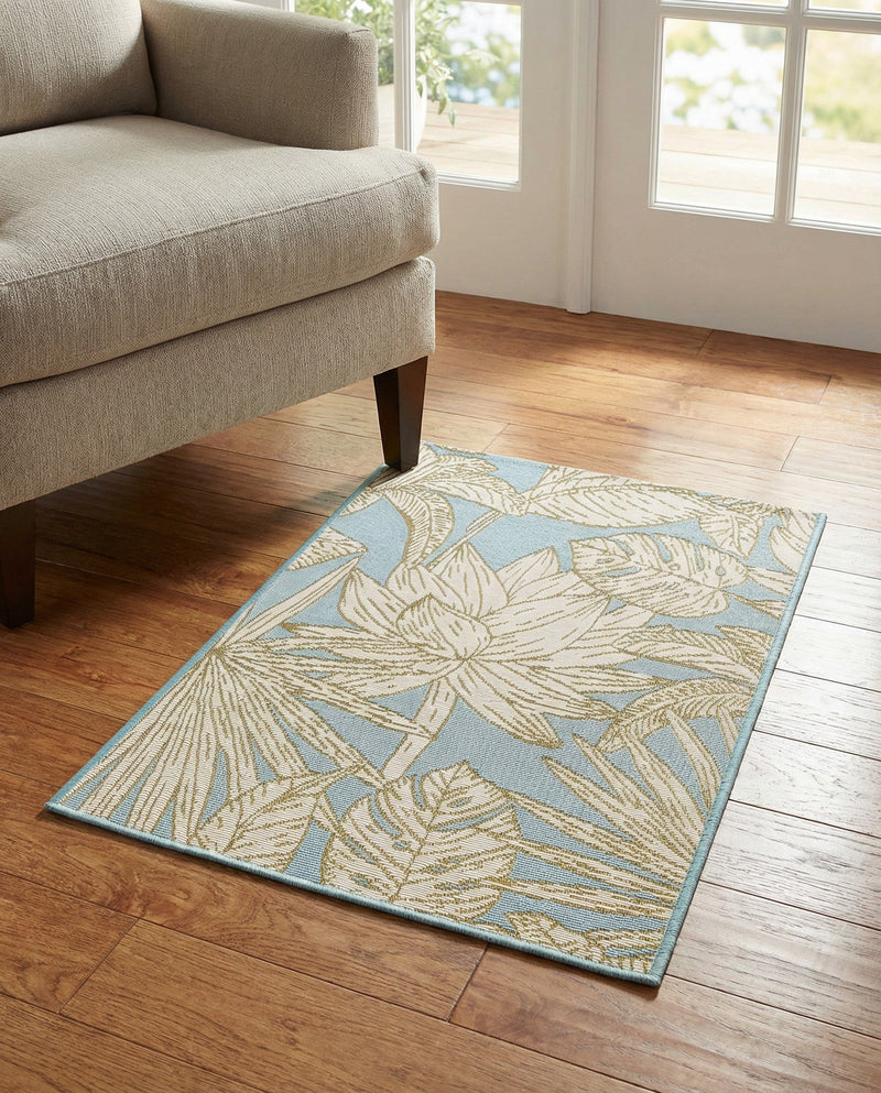 Seaside Blooms Collection Area Rug -  Shalimar Rectangle Soft Blue  lifestyle 18