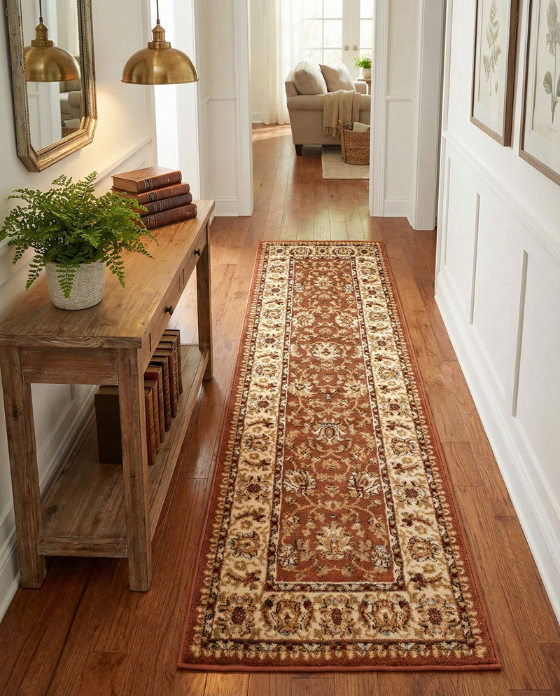 Jaipur Elegance Collection Area Rug -  Nahargarh (Brick Red Light Rose) Runner Brick Red Light Rose  lifestyle 29