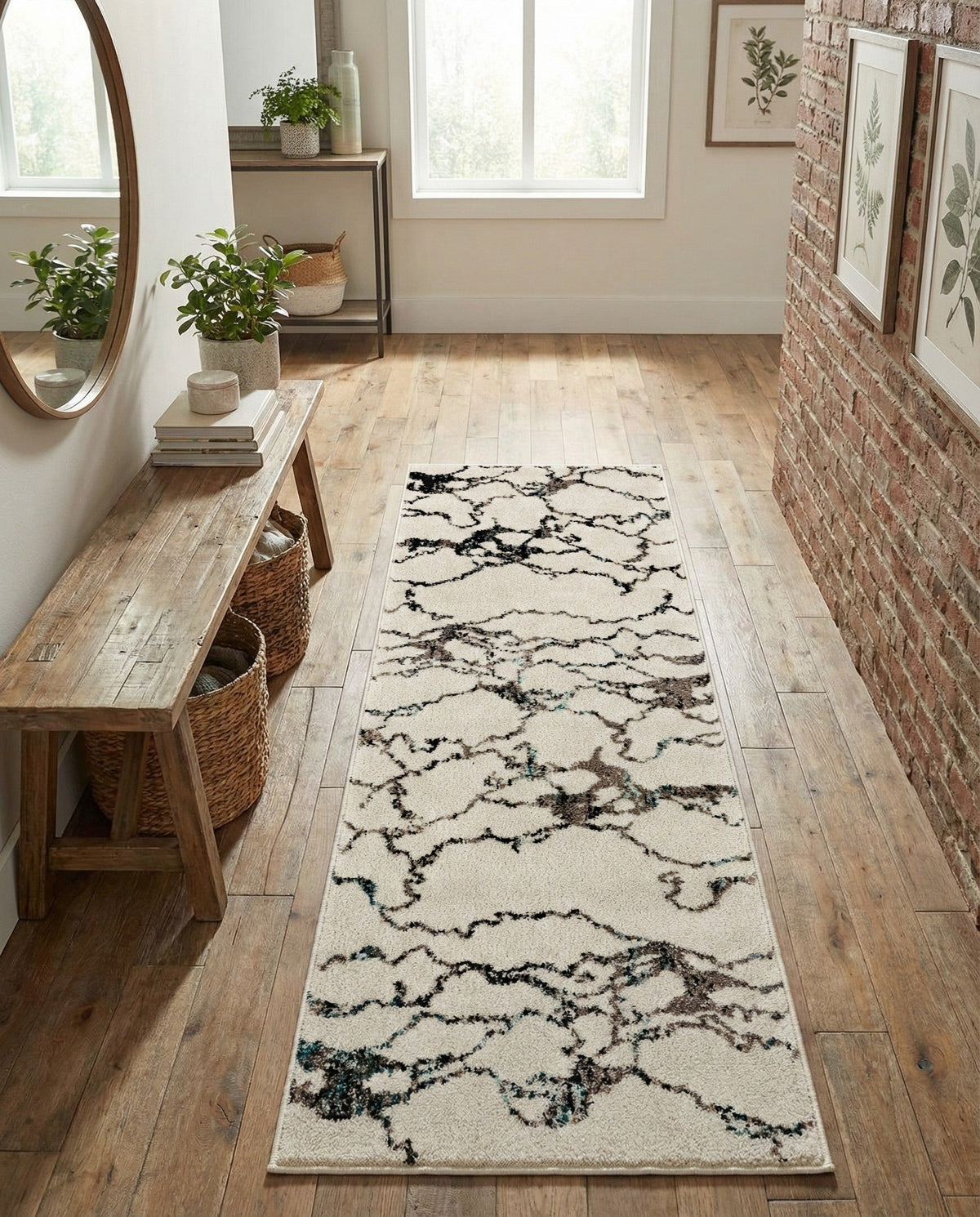 Brighton Terrace Collection Area Rug -  Aldrington Runner Ivory  lifestyle 106