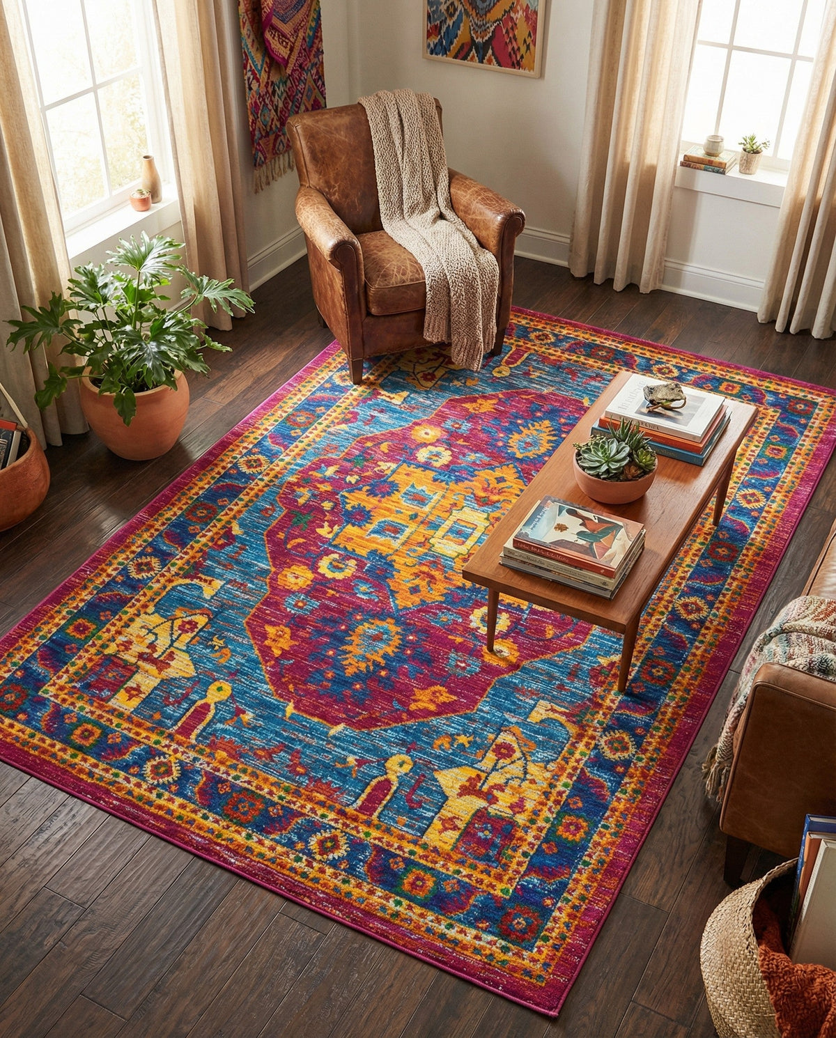 Caribbean Cove Collection Area Rug -  Canouan Rectangle Pink Blue  lifestyle 16