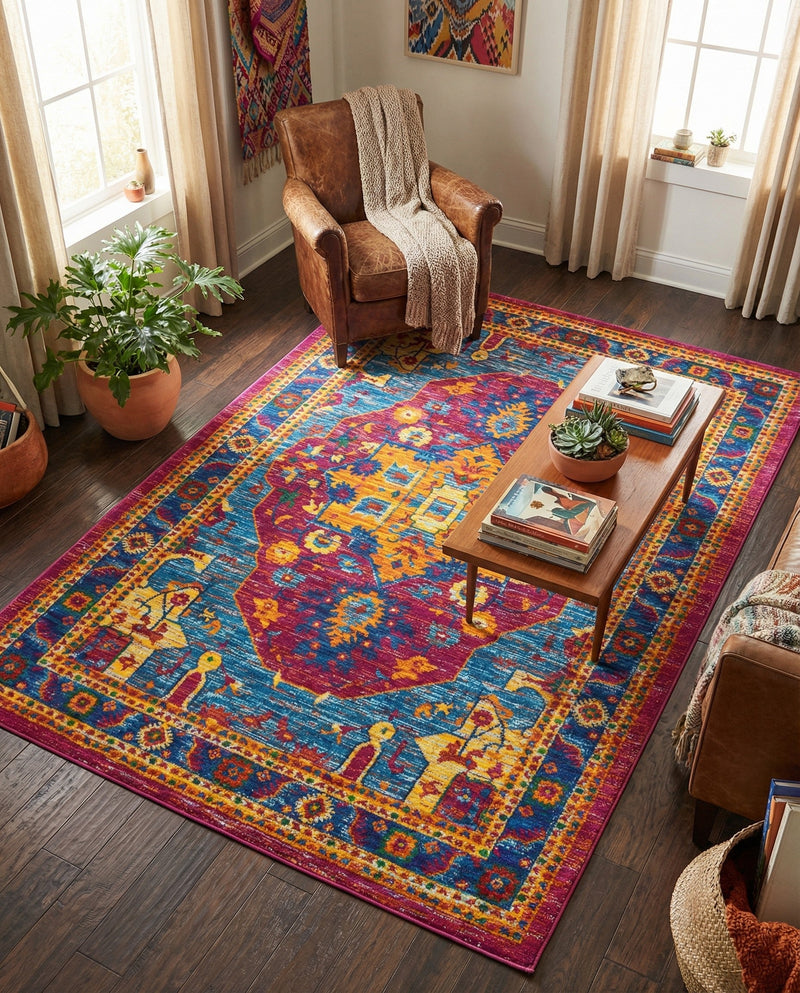 Caribbean Cove Collection Area Rug -  Canouan Rectangle Pink Blue  lifestyle 16