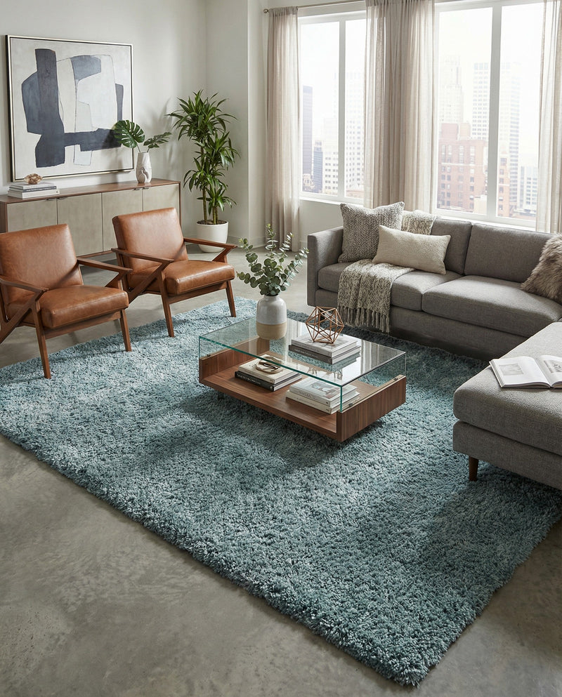 Eternal Plush Oasis Collection Area Rug -  Tranquility (Slate Blue) Rectangle Slate Blue  lifestyle 18