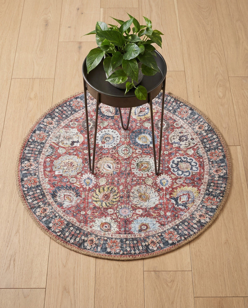 Heritage Elegance Collection Area Rug -  Gatchina Round Vintage Red  lifestyle 60