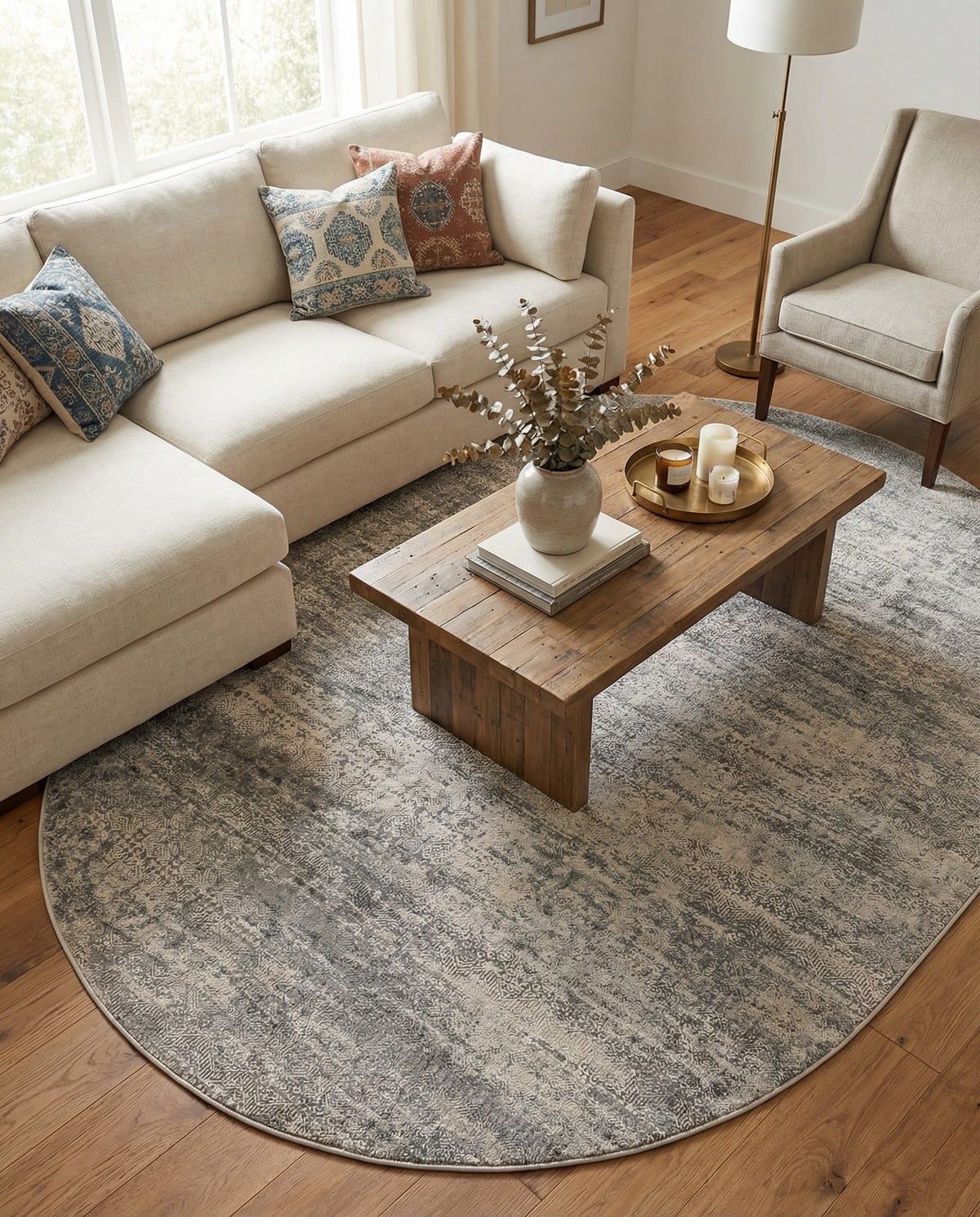 Bloomsbury Elegance Collection Area Rug -  Pimlico Oval Gray  lifestyle 117