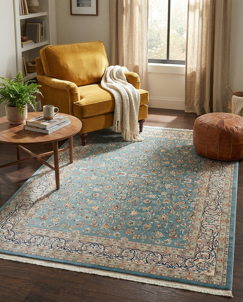 Persian Elegance Collection Area Rug -  Ardabil Rectangle Blue  lifestyle 44