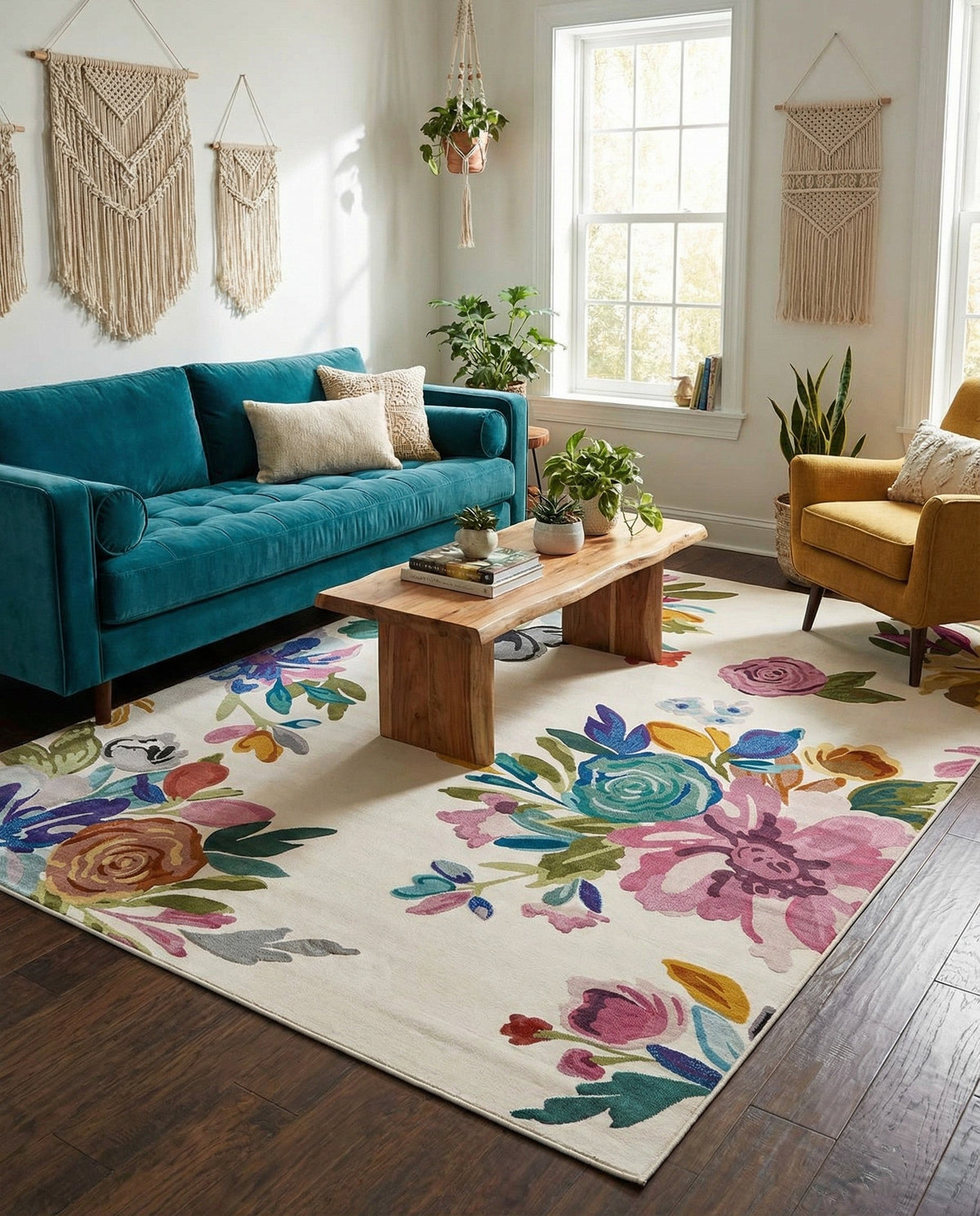 Meadow Breeze Collection Area Rug - Wildflower Rectangle Ivory  lifestyle 13