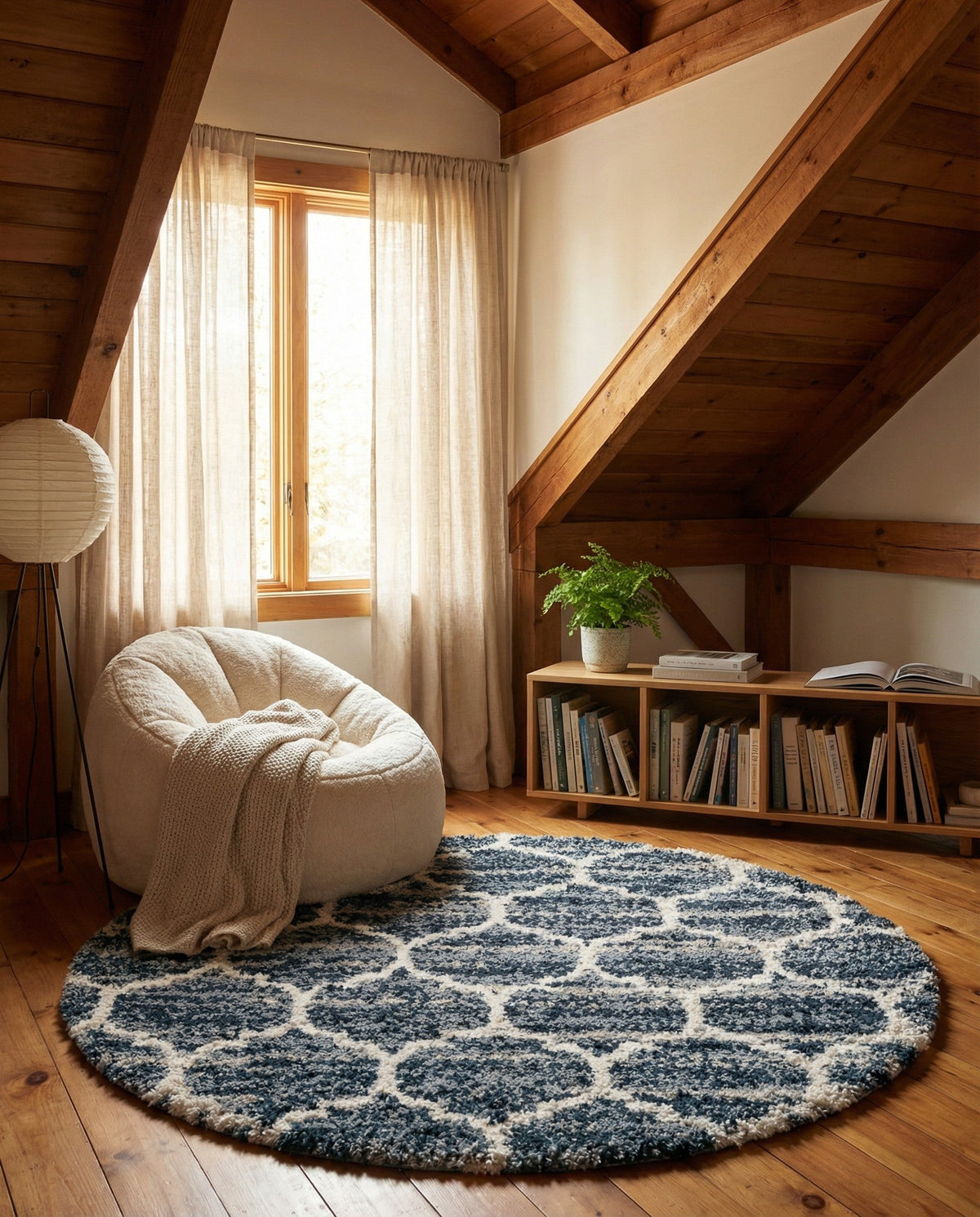 Cozy Cove Shag Collection Area Rug - Marina Round Blue  lifestyle 190
