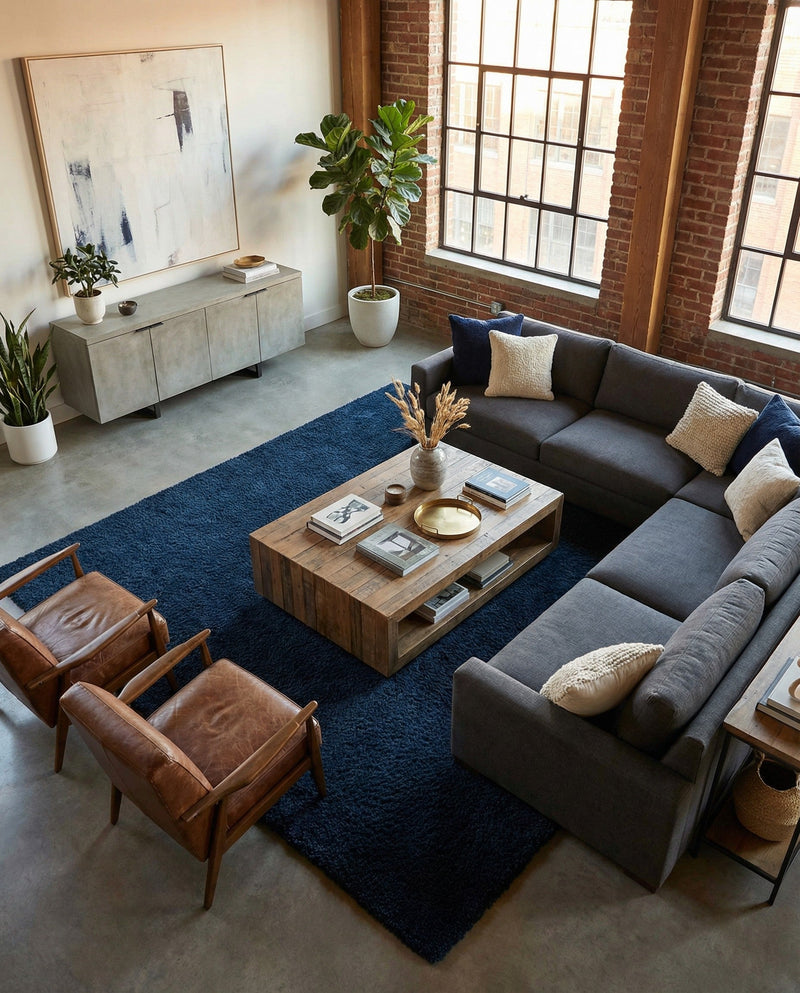 Plush Oasis Collection Area Rug - Serenity (Sapphire Blue) Rectangle Sapphire Blue  lifestyle 32