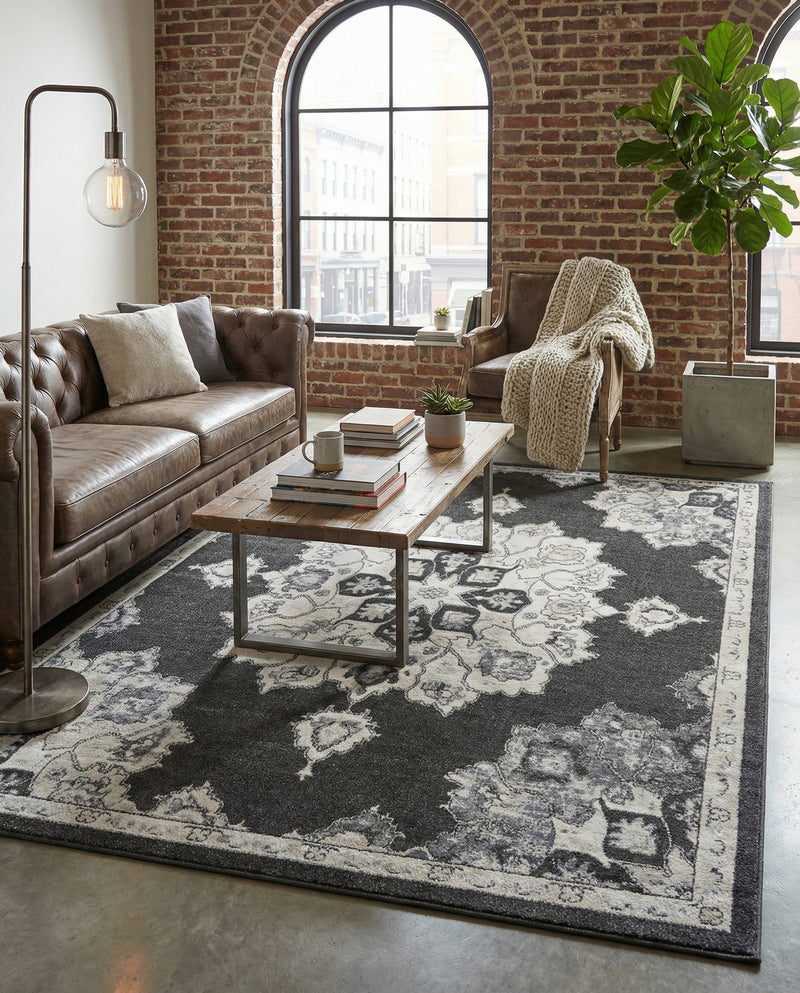 Beverly Grove Collection Area Rug - Melrose (Charcoal) Rectangle Charcoal  lifestyle 22