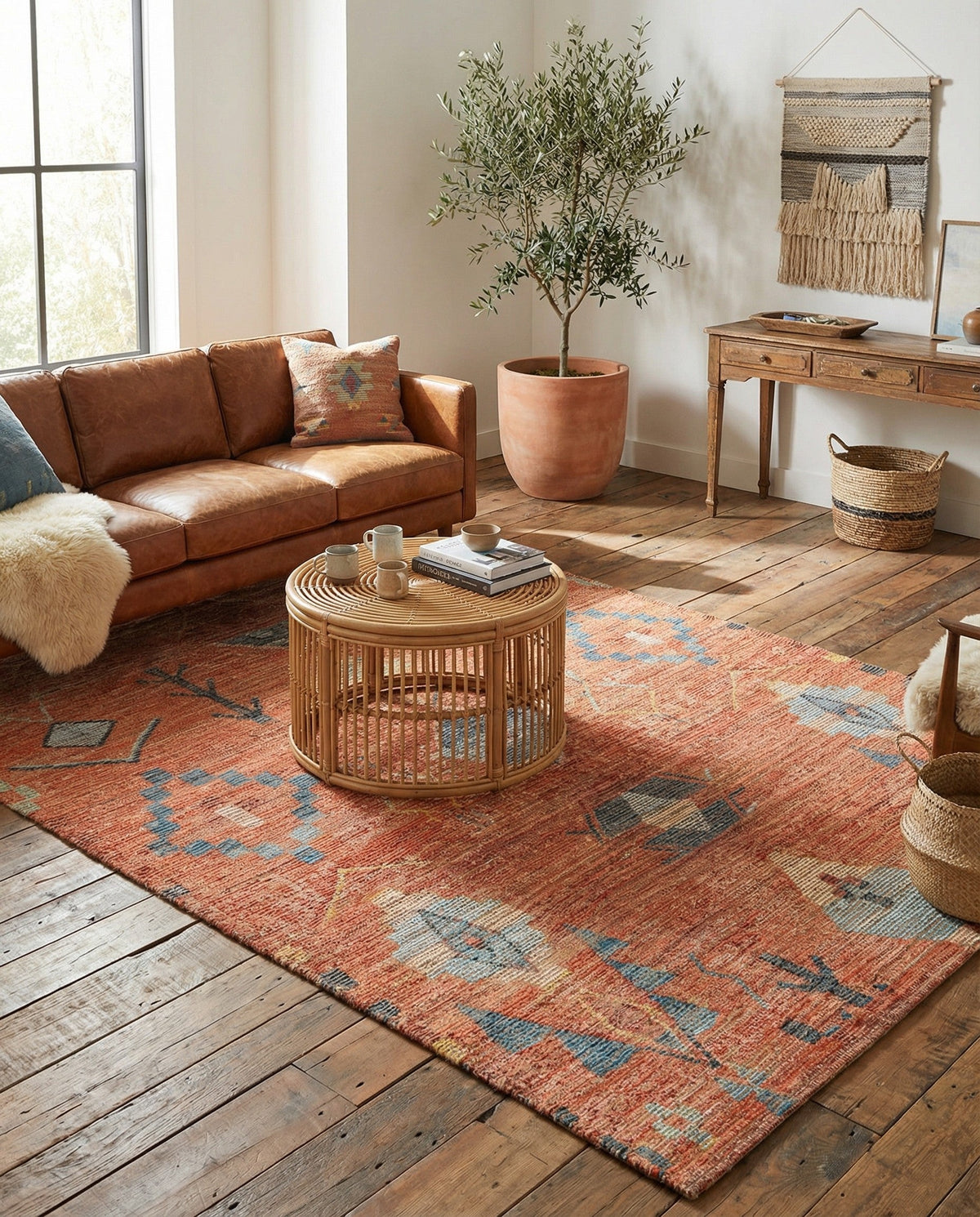 Savannah Threads Collection Area Rug -  Namib Rectangle Rust Red  lifestyle 11