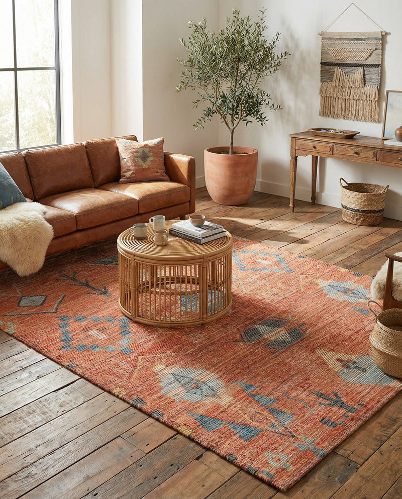 Savannah Threads Collection Area Rug -  Namib Rectangle Rust Red  lifestyle 11