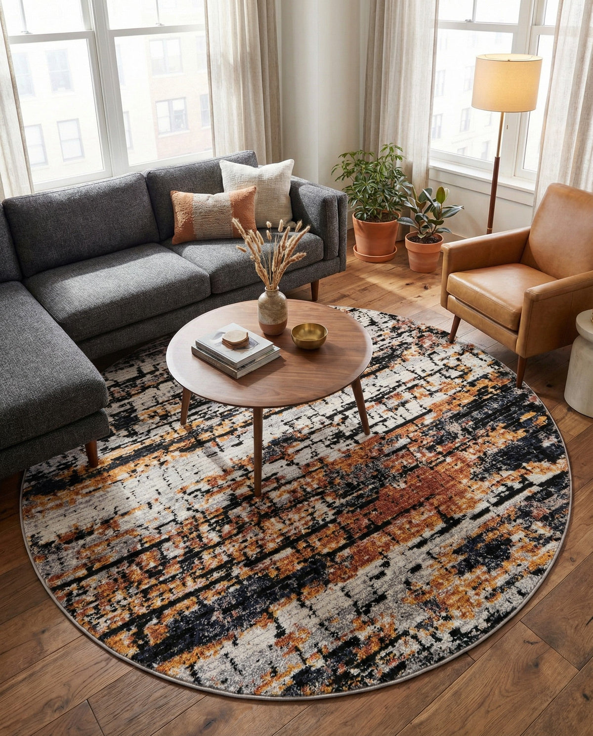 Santa Fe Trails Collection Area Rug -  Chaparral Round Multi  lifestyle 122