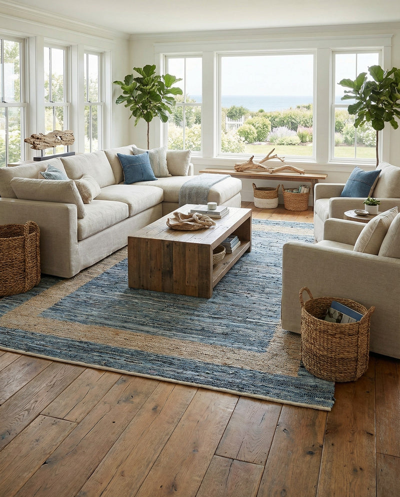Osian Looms Collection Area Rug - Durham Rectangle Navy Blue  lifestyle 15