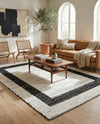 Osian Looms Collection Area Rug - Durham Rectangle White and Black  lifestyle 64