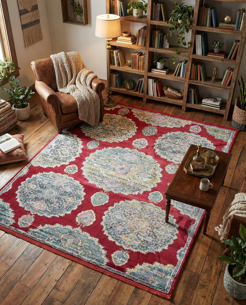 Arcadia Rugs Collection Area Rug -  Atlantis (Red) Rectangle Red  lifestyle 9
