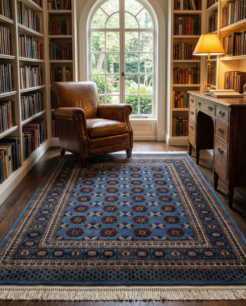 Samarkand Elegance Collection Area Rug -  Margilan (Blue) Rectangle Blue  lifestyle 6