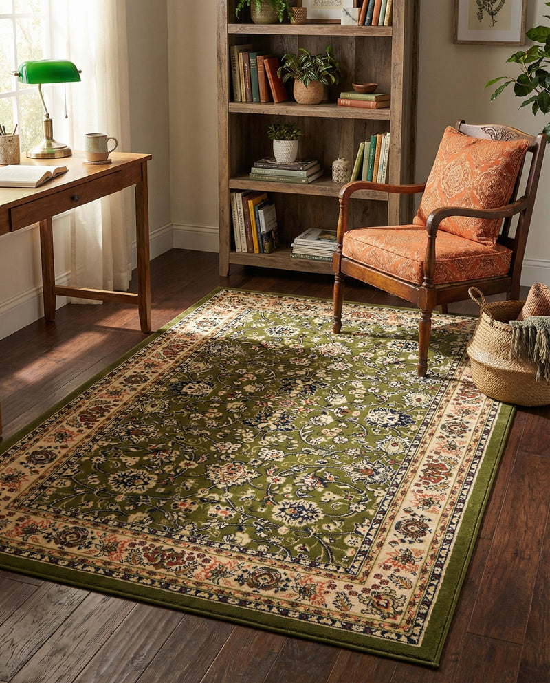 Isfahan Elegance Collection Area Rug - Naghsh-e Jahan (Green) Rectangle Green  lifestyle 30