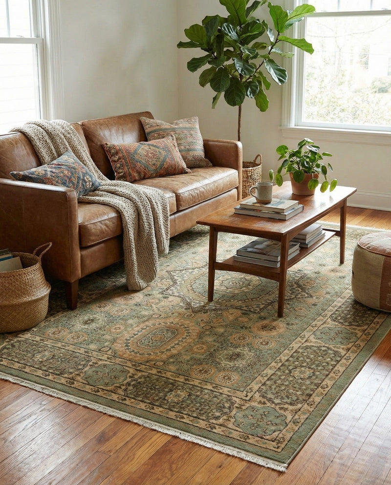 Ottoman Elegance Collection Area Rug -  Ephesus Rectangle Light Green  lifestyle 13