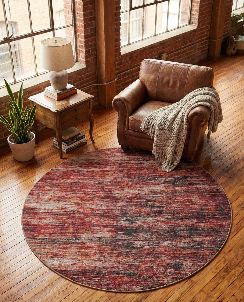 Sahara Essence Collection Area Rug - Oasis (Rust Red) Round Rust Red  lifestyle 77