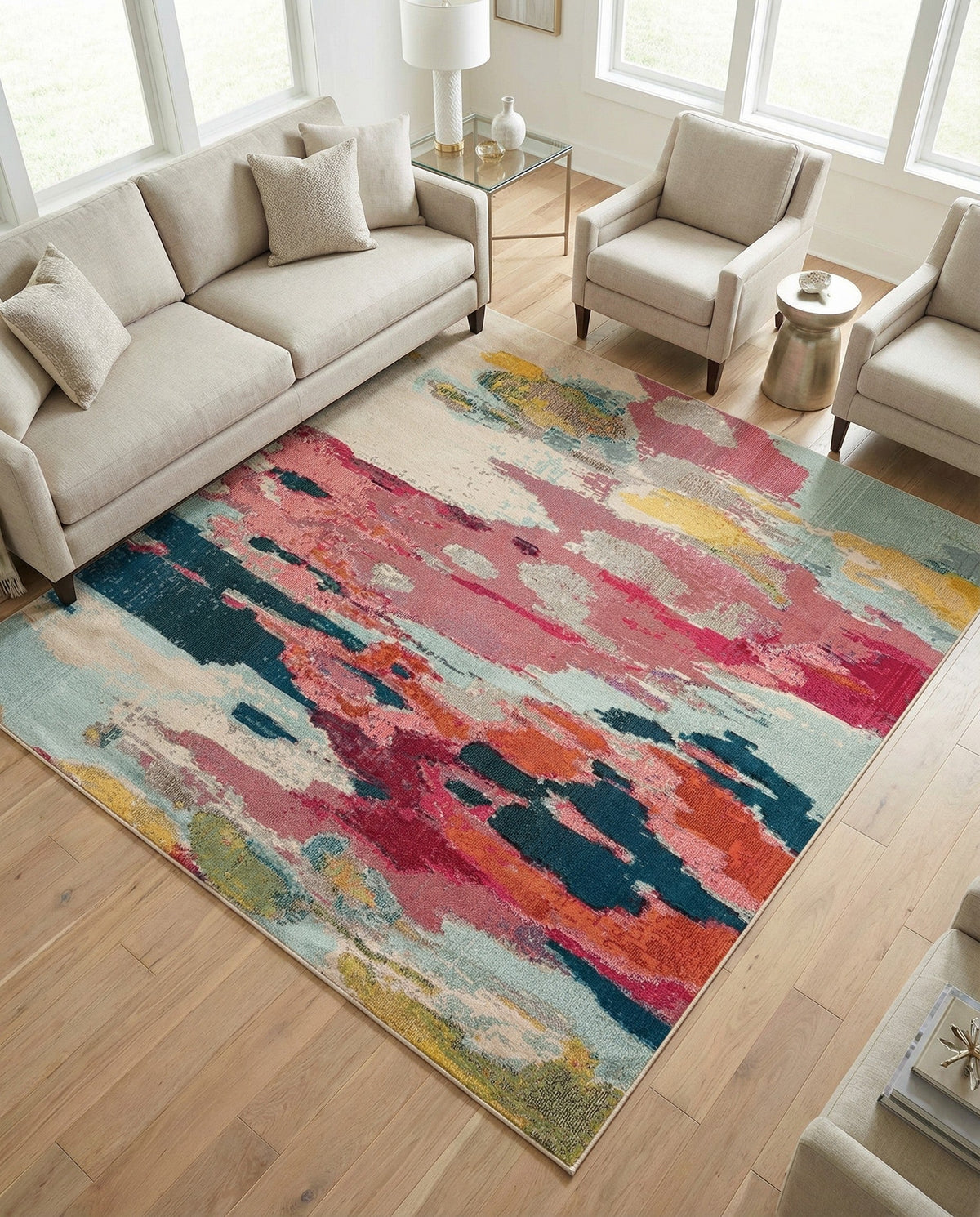 Marrakesh Elegance Collection Area Rug -  Skhirat Square Pink  lifestyle 91