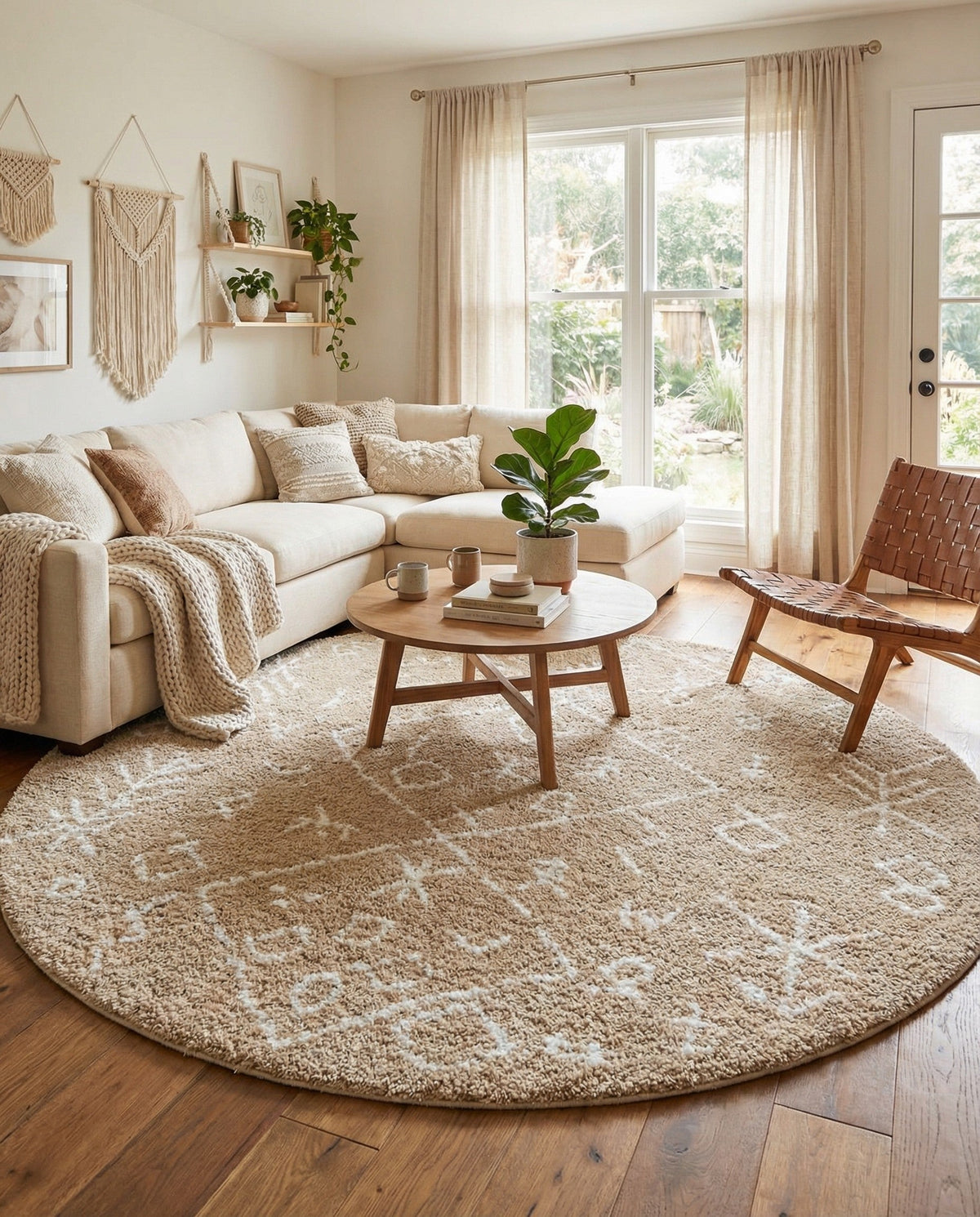 Casablanca Comfort Collection Area Rug - Sahara Round Taupe  lifestyle 121