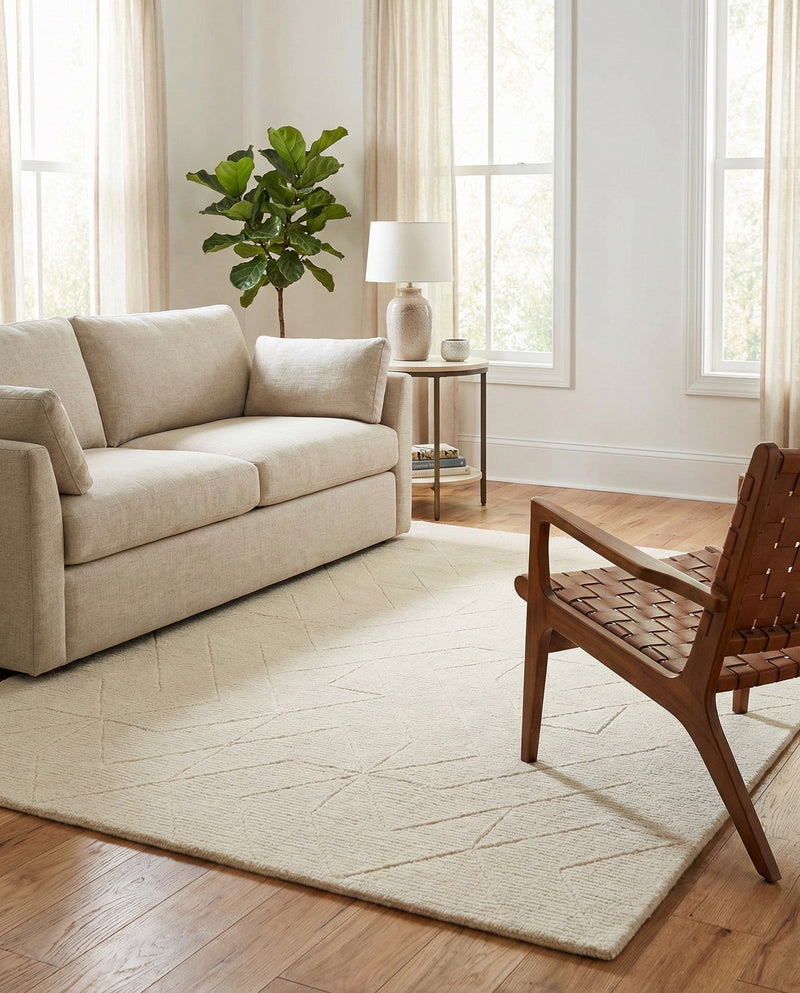 Nordic Loom Geometric Collection Area Rug - Oslo Rectangle Pearl Ivory  lifestyle 27