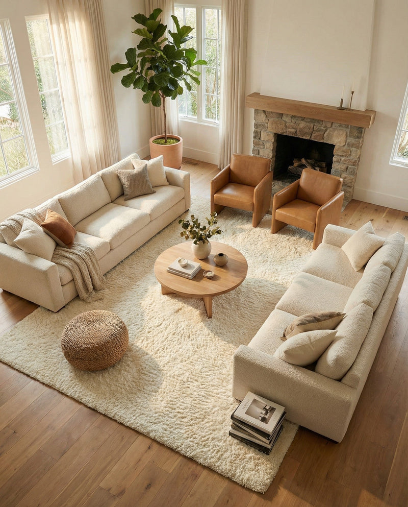 Cozy Comfort Shag Collection Area Rug - Haven (White) Rectangle White  lifestyle 15