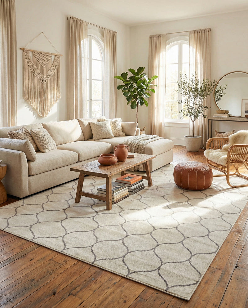 Trellis Mosaic Collection Area Rug -  Pergolatown (Ivory) Rectangle Ivory  lifestyle 13