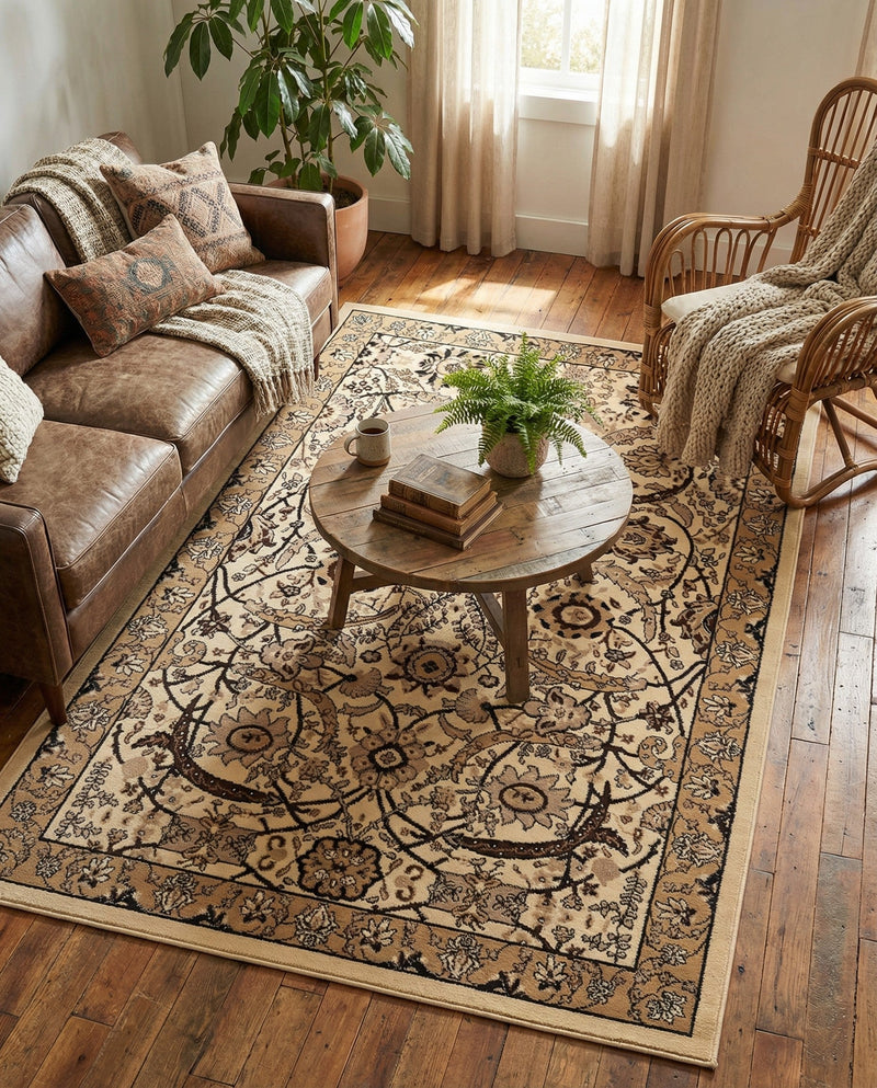 Tabriz Tapestry Collection Area Rug - Sahand (Ivory) Rectangle Ivory  lifestyle 21