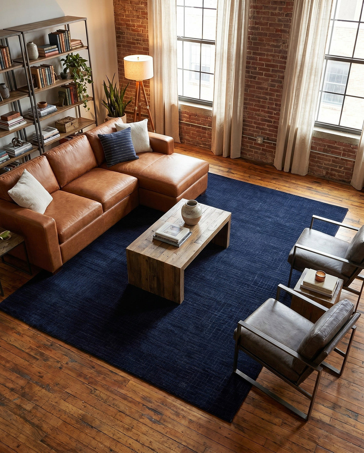 Haven Tapestry Collection Area Rug - WhisperingFalls Rectangle Inkwell Blue  lifestyle 50