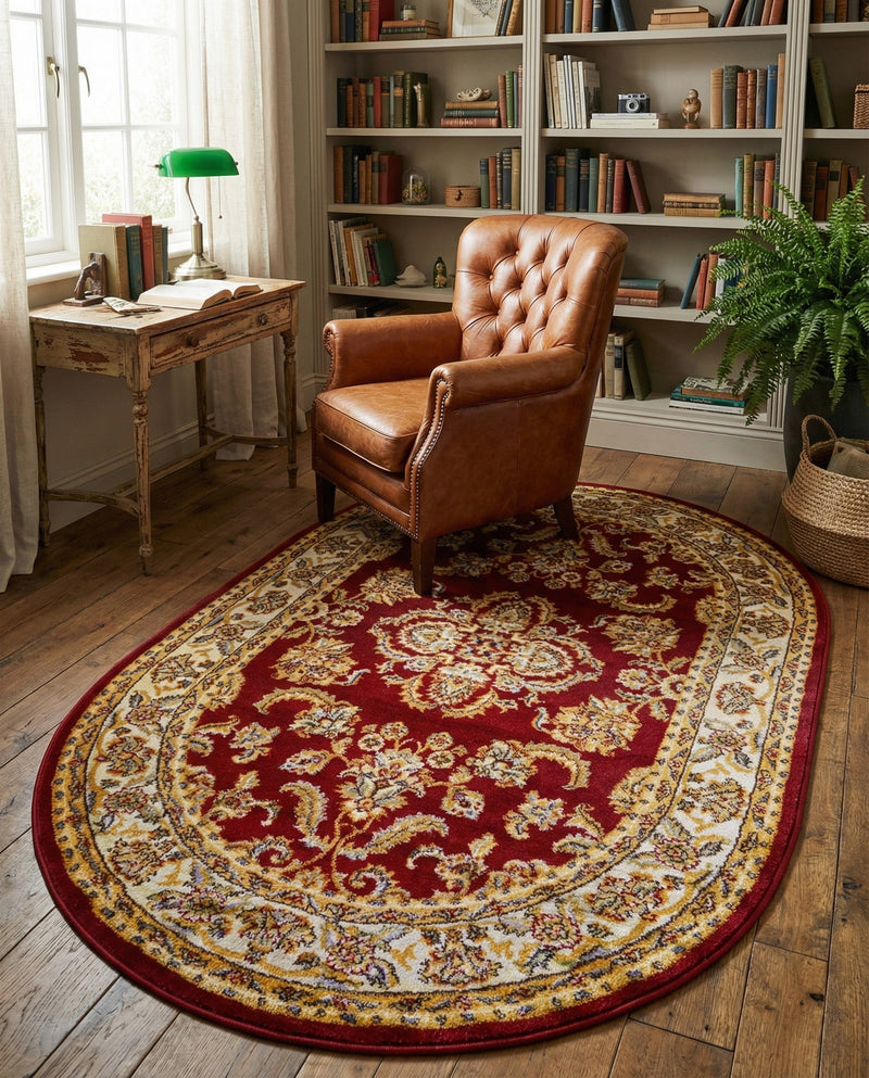 Jaipur Elegance Collection Area Rug -  Jantar Oval Red  lifestyle 65