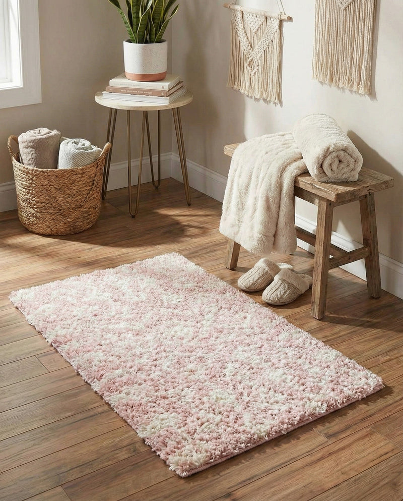 Berber Lattice Shag Collection Area Rug - Atlas (Light Pink) Rectangle Light Pink  lifestyle 7