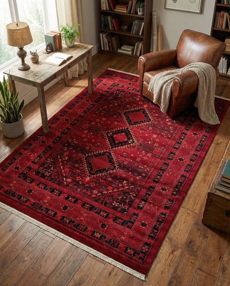 Samarkand Elegance Collection Area Rug -  Zarafshan Rectangle Red  lifestyle 22