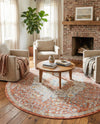 Coastal Haven Collection Area Rug - Seabreeze (Red) Round Red  lifestyle 60