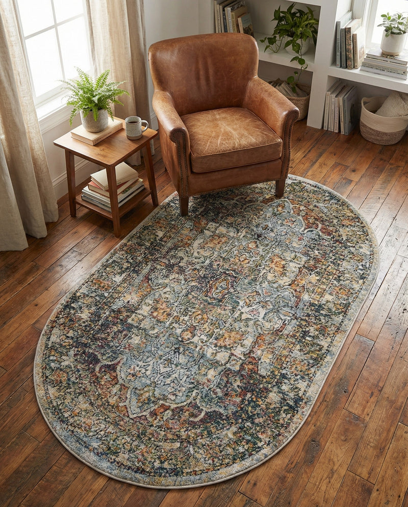Savannah Soiree Collection Area Rug -  Everglade (Ivory) Oval Ivory  lifestyle 77