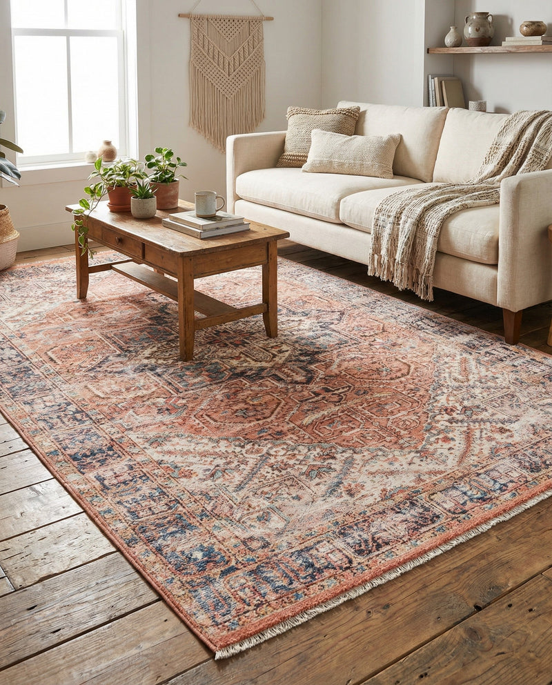 Bazaar Chic Collection Area Rug -  Chefchaouen Rectangle Salmon Pink  lifestyle 8