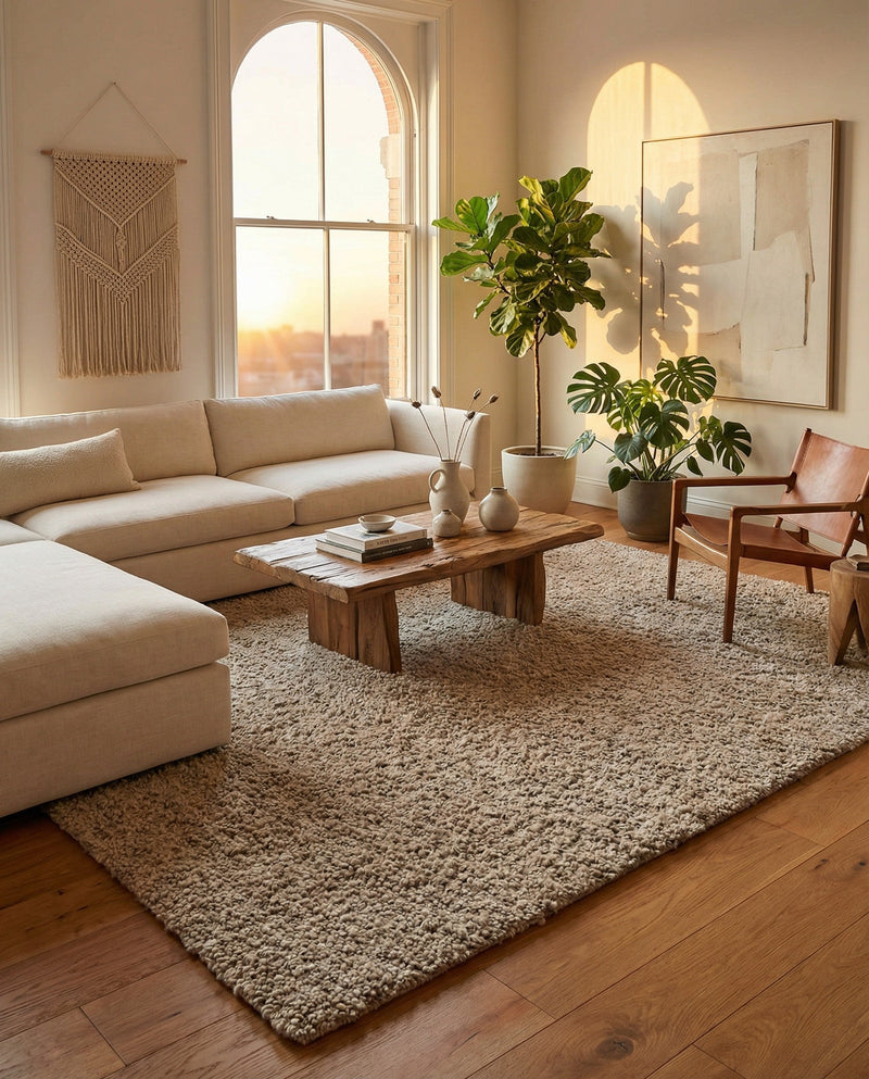 Wellington Luxe Shag Collection Area Rug - Kapiti Rectangle Taupe  lifestyle 46