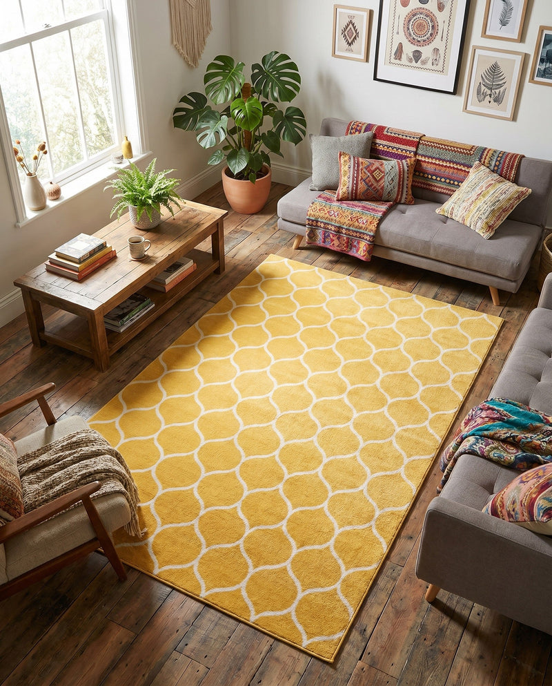 Trellis Mosaic Collection Area Rug -  Pergolatown (Yellow) Rectangle Yellow  lifestyle 16