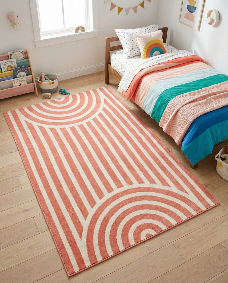 Wonder Tykes Collection Area Rug -  Joydale Rectangle Soft Coral Pink  lifestyle 10