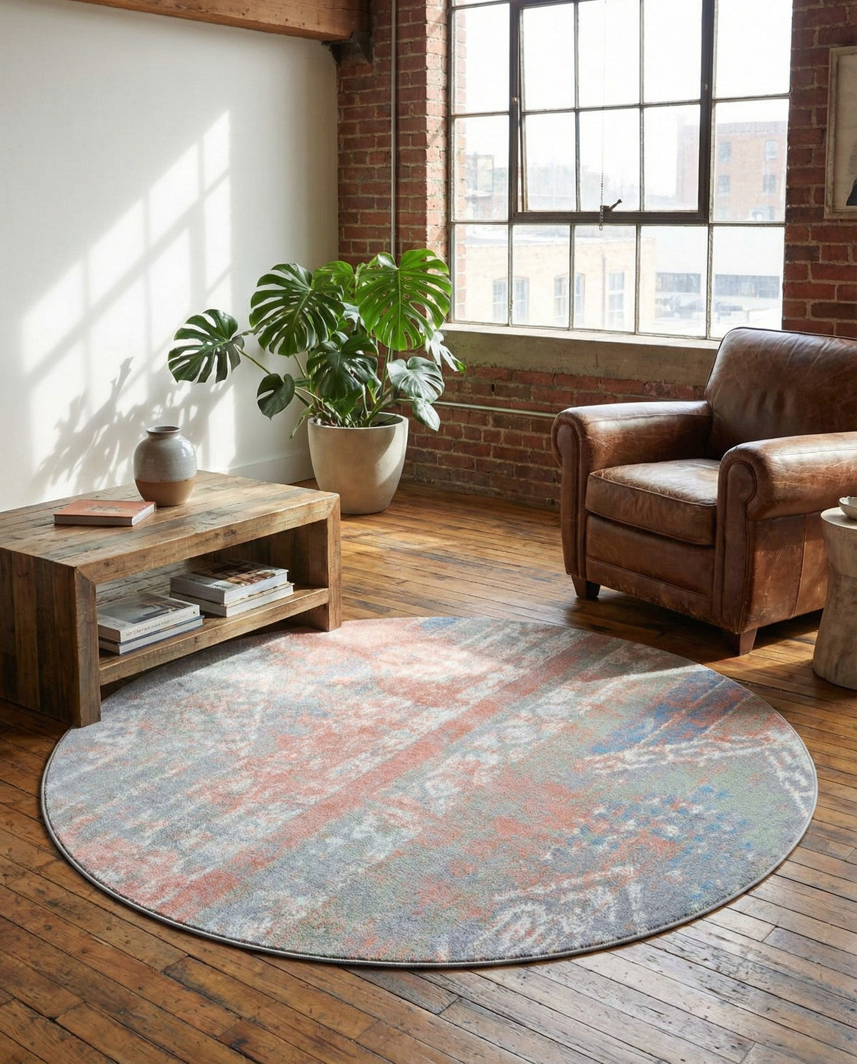 Aegean Elegance Washables Collection Area Rug -  Zakynthos Round Multi  lifestyle 148
