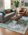 Riviera Elegance Collection Area Rug -  Menton (Turquoise) Rectangle Turquoise  lifestyle 23