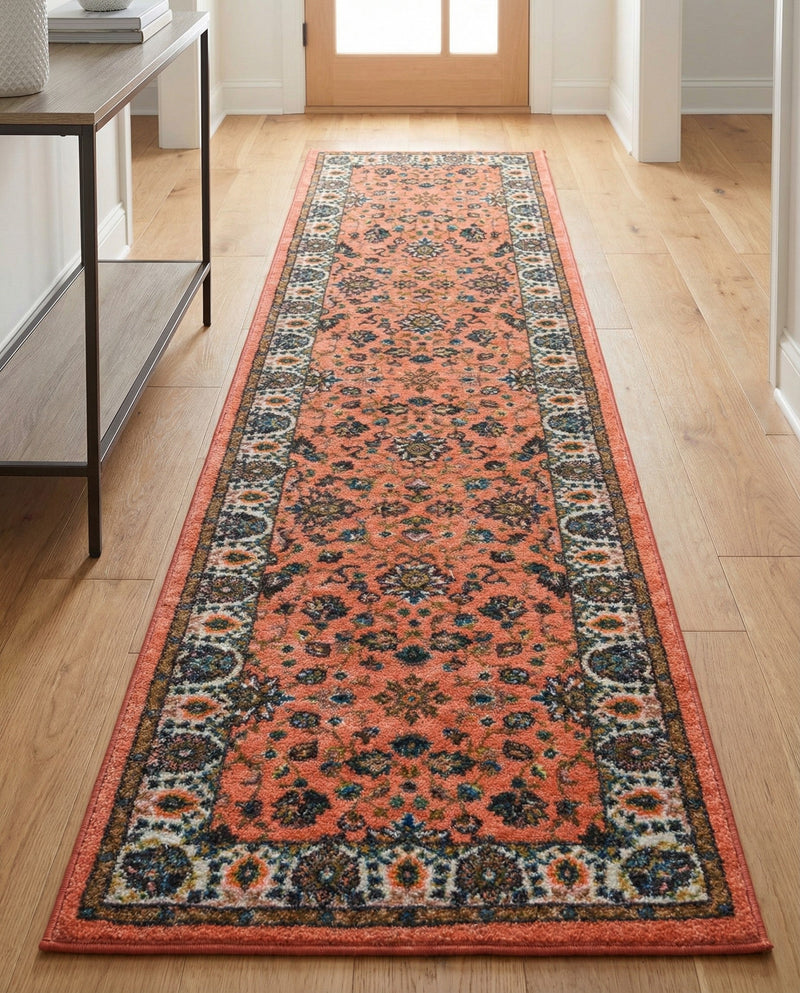 Casablanca Tapestry Collection Area Rug -  Marrakech (Salmon) Runner Salmon  lifestyle 53