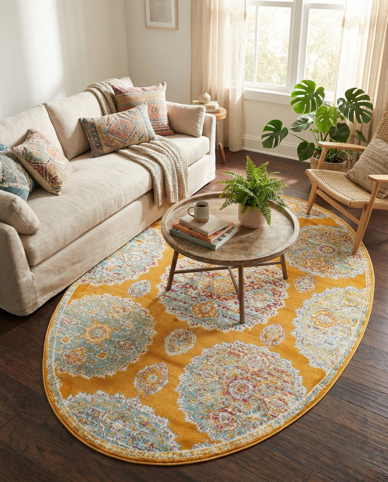 Arcadia Rugs Collection Area Rug -  Atlantis (Orange) Oval Orange  lifestyle 69
